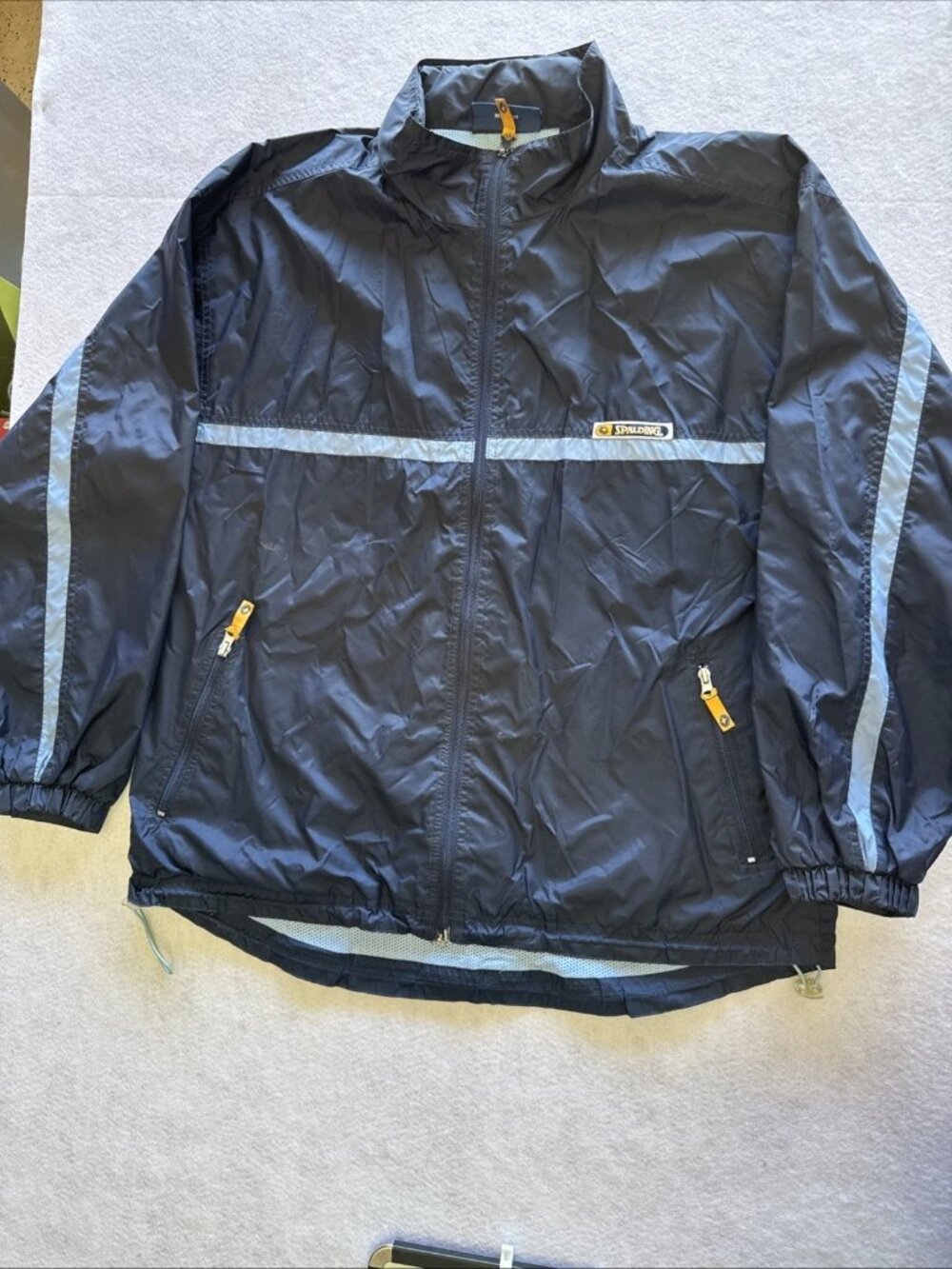 Vintage Spalding Pro Windbreaker Blue Retro Zip Large